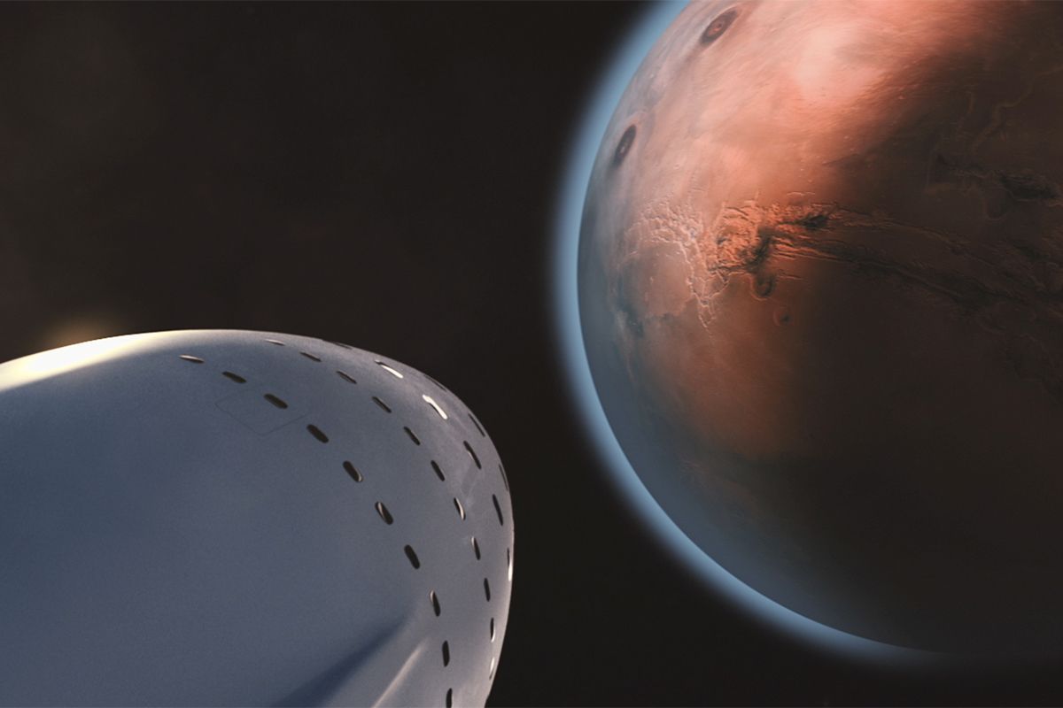 mars planet cutaway illustration glowing molten core deep space dramatic lighting