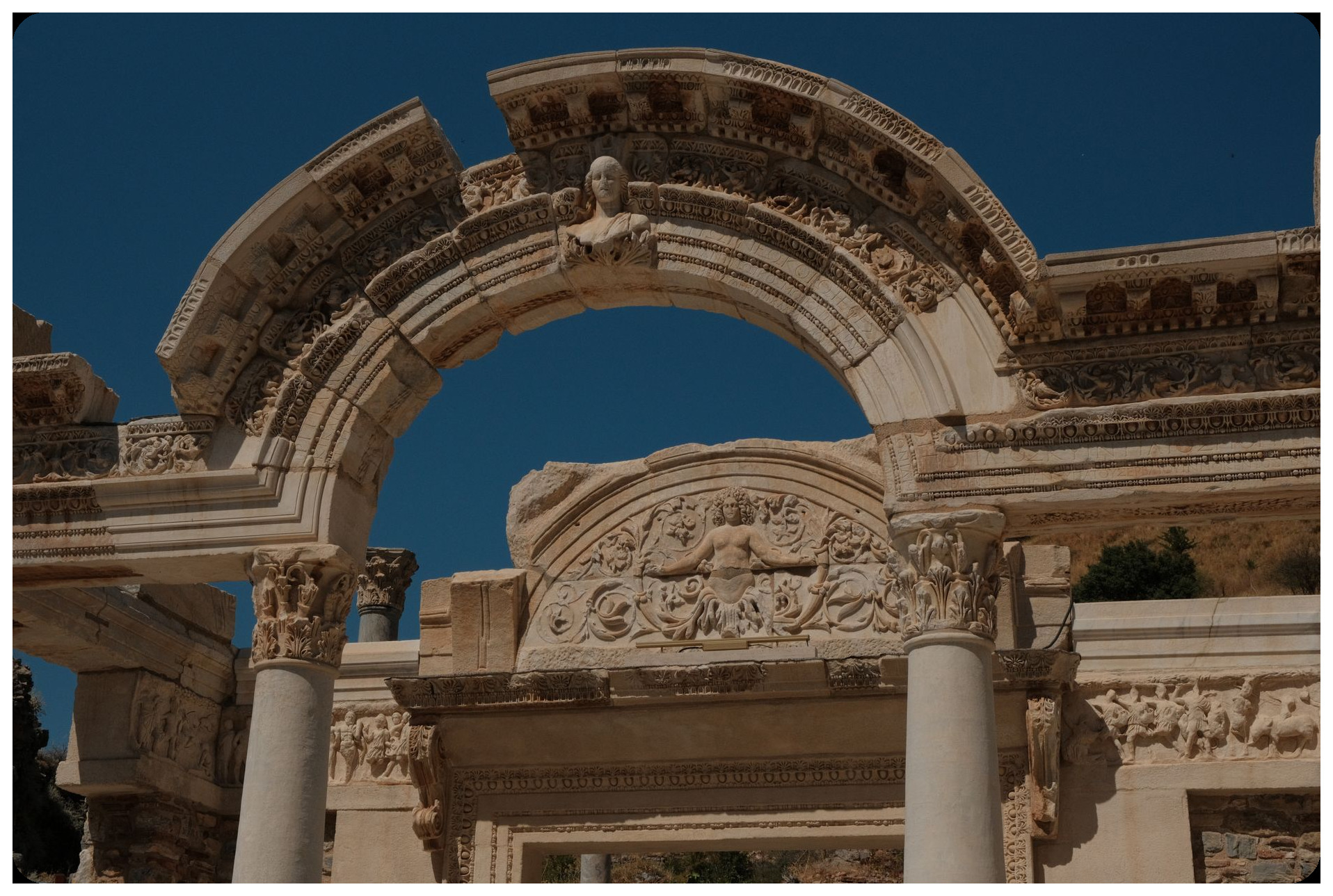 ancient roman aedicula temple minerva carved in stone quarry limestone carving